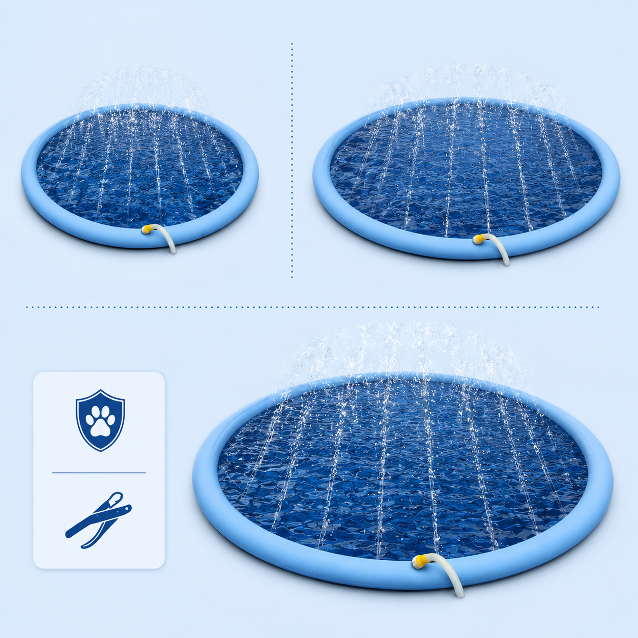 Inflatable Dog Splash Pad with Built-In Fountain