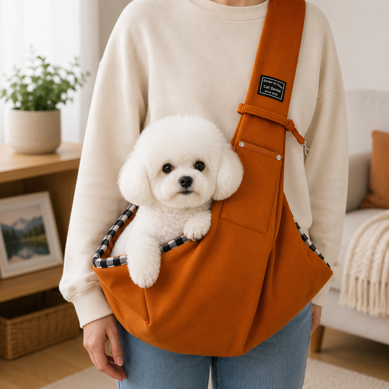 Dog Sling Carrier, Padded Strap, Fits Pets Up to 11 lbs