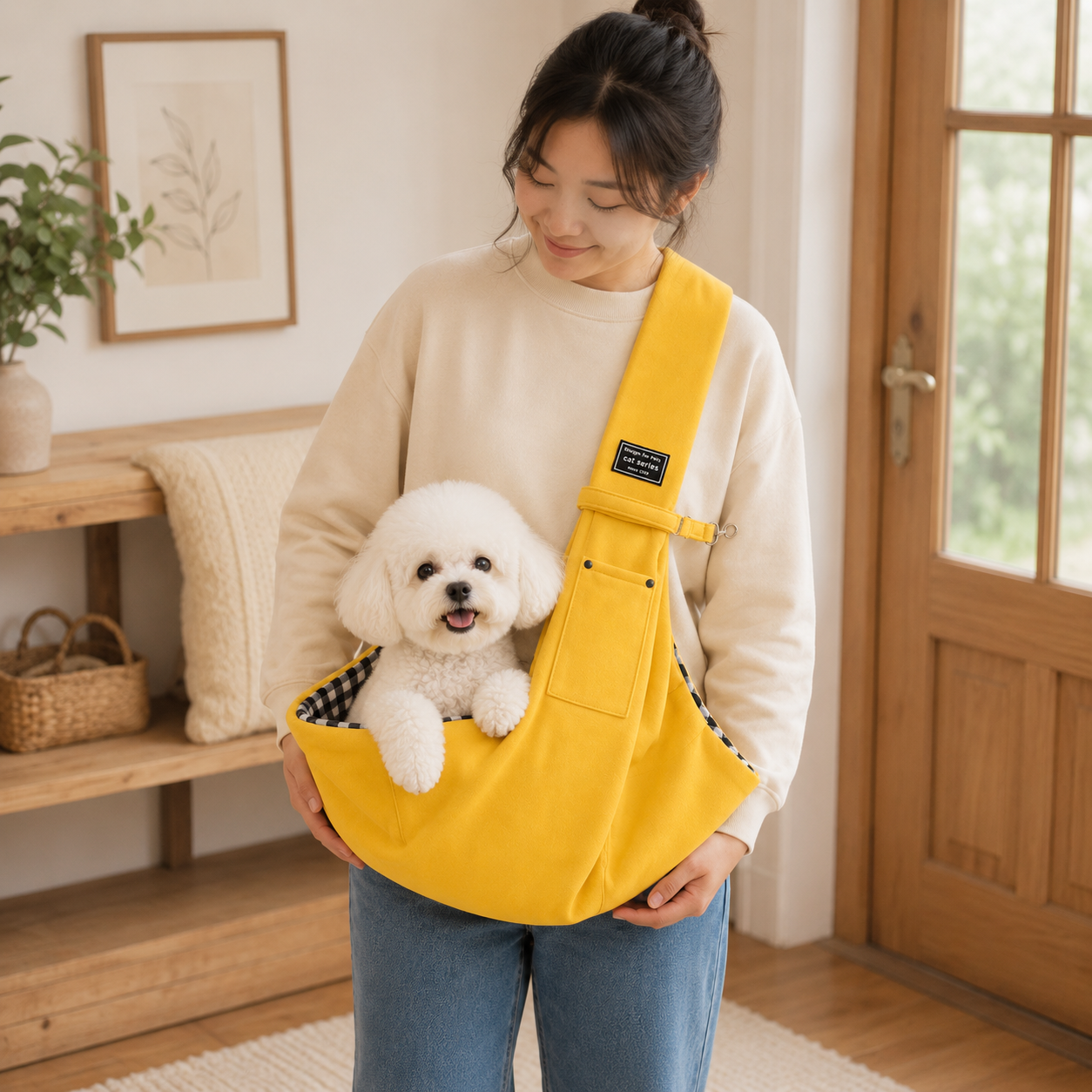 Dog Sling Carrier, Padded Strap, Fits Pets Up to 11 lbs