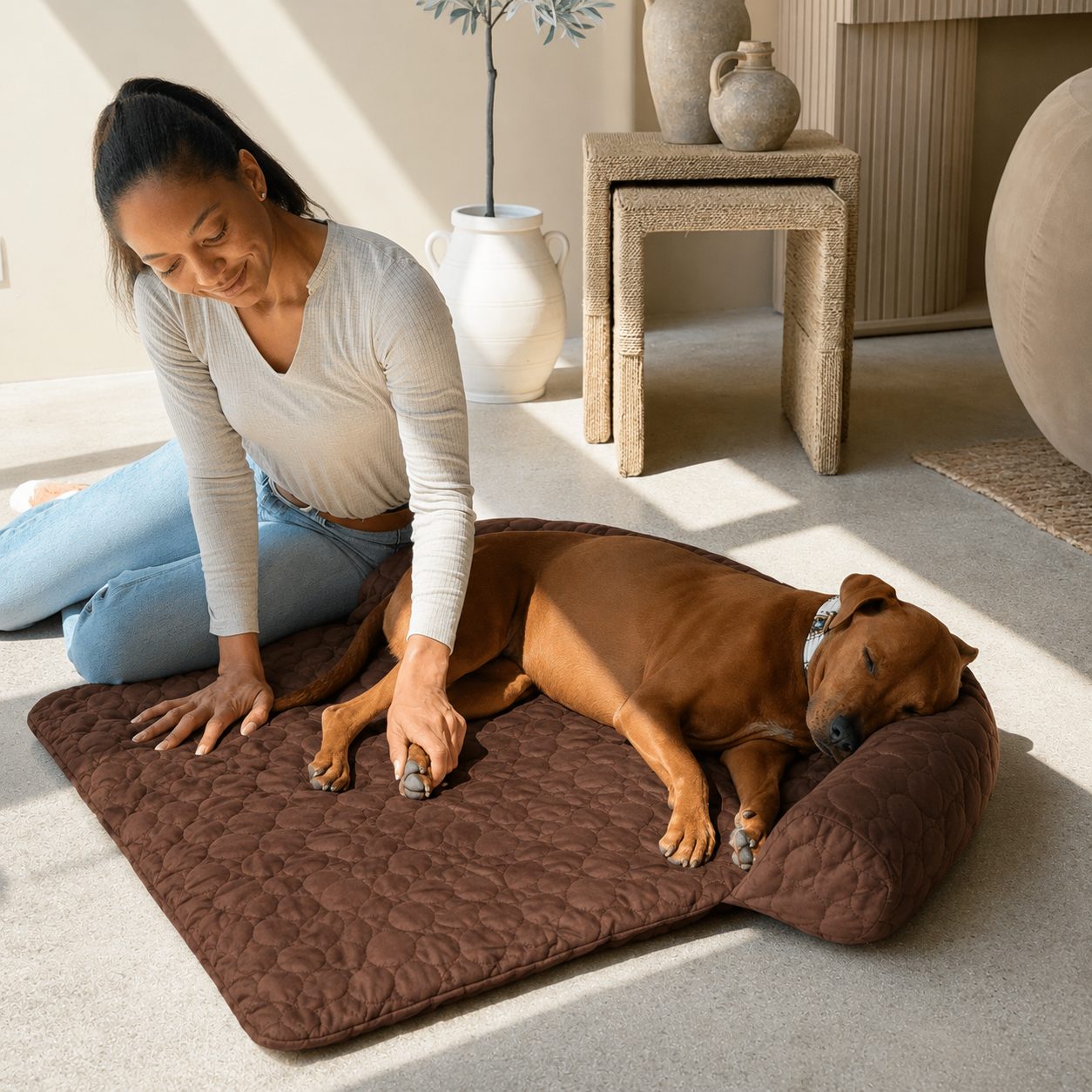 Cooling Pet Bed, Natural Fabric, Portable