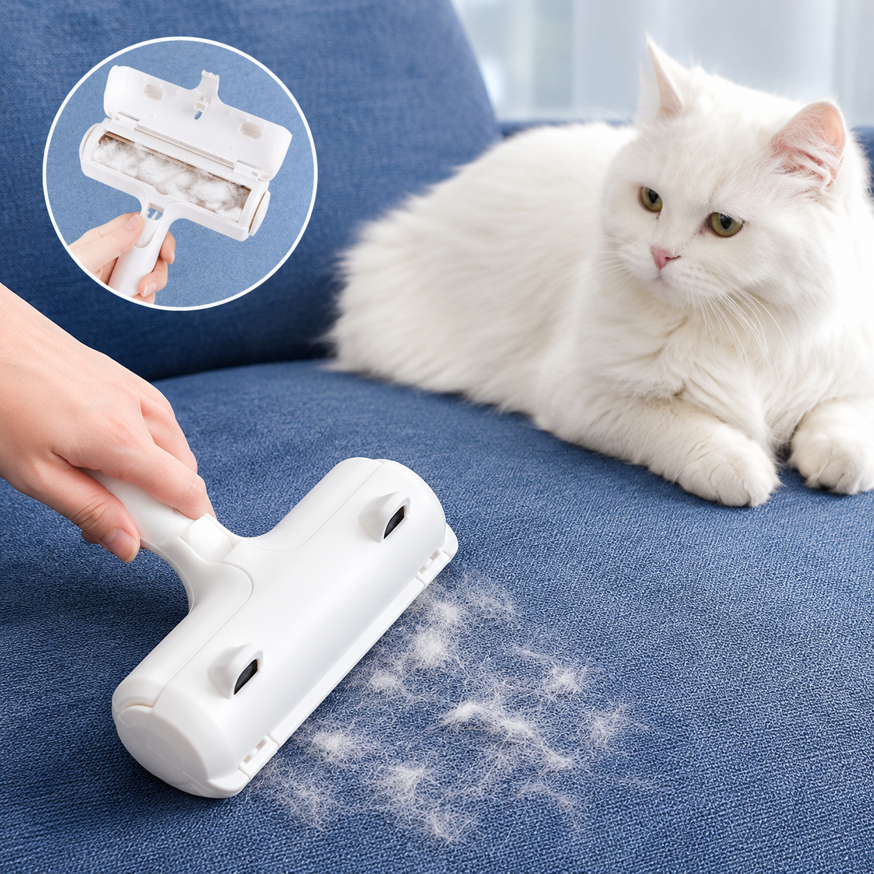 Self-Cleaning Pet Hair Roller for Furniture and Clothing