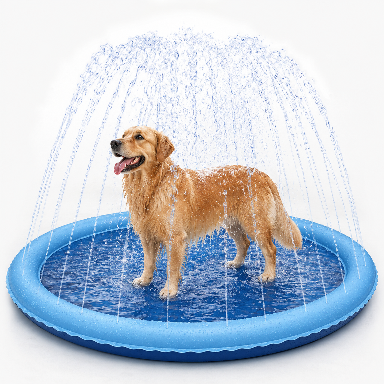 Inflatable Dog Splash Pad with Built-In Fountain