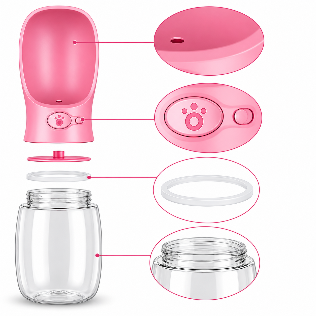 Portable Dog Water Bottle, One-Handed Operation