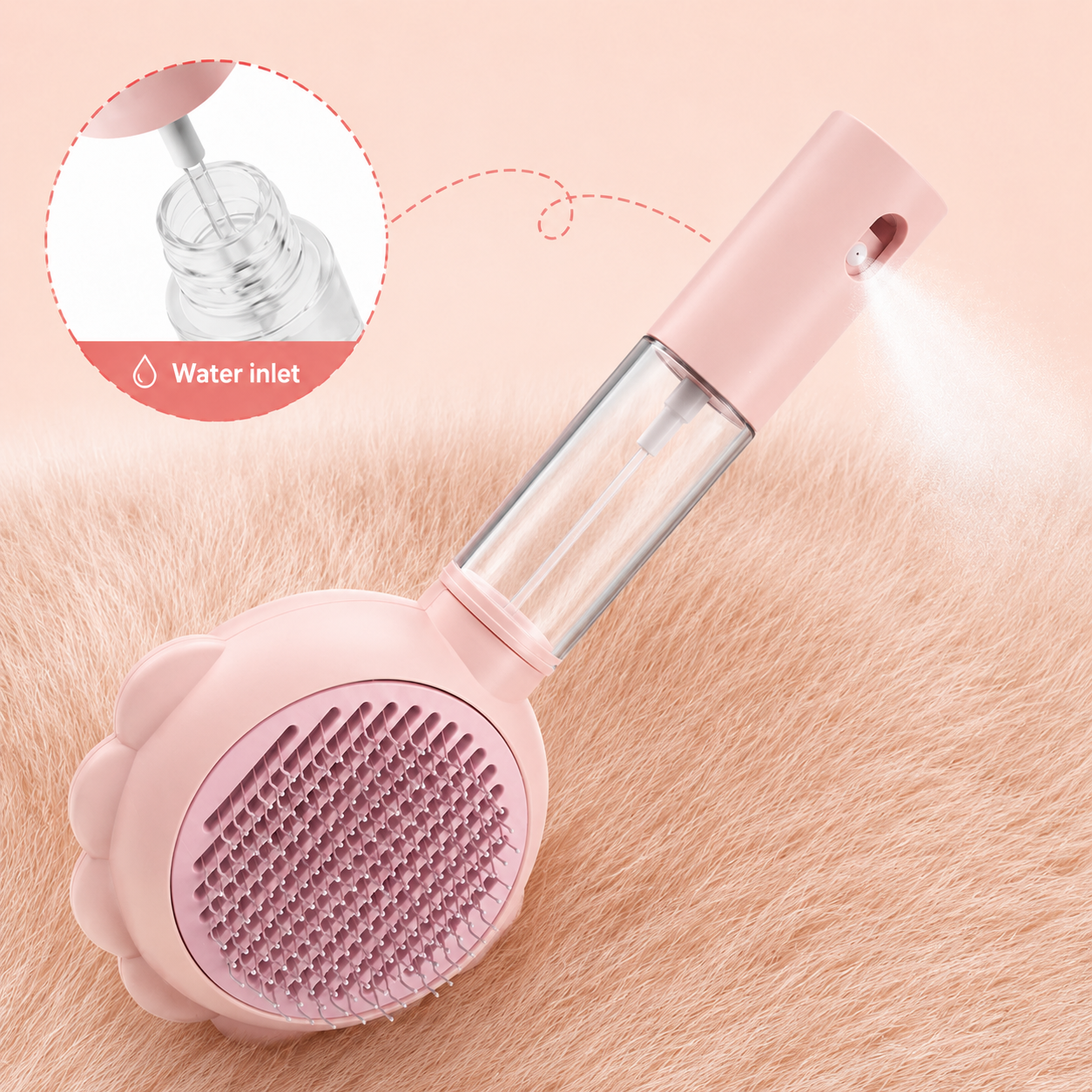 Self-Cleaning Pet Grooming Brush with Spray