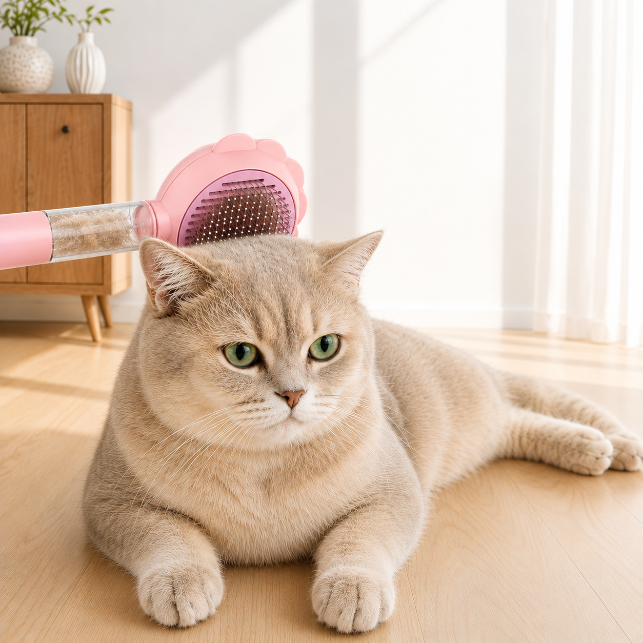 Self-Cleaning Pet Grooming Brush with Spray