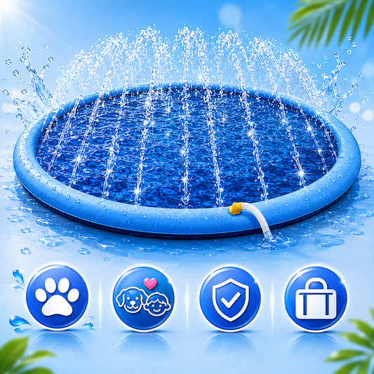 Inflatable Dog Splash Pad with Built-In Fountain